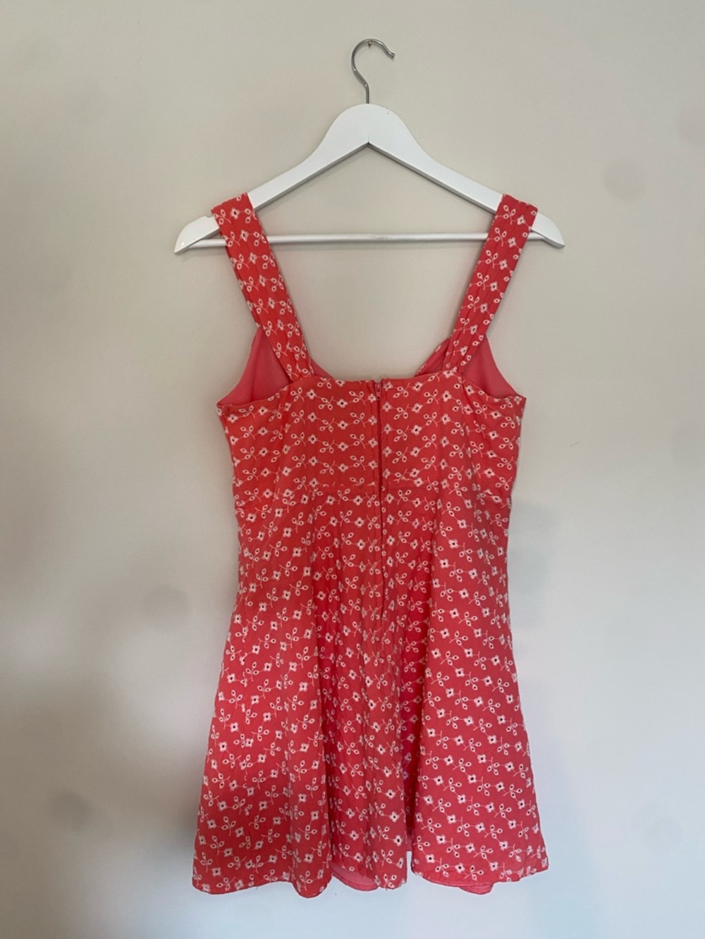 Blue Rain Coral Pink Floral Dress with White Embroidery - Picture 2 of 6